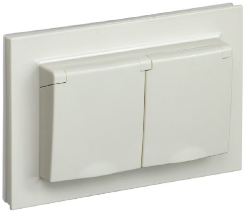 Розетка с заземлением IEK Brite РСбш12-3-44-БрКр 1-м. 2 мод. крышка шторки IP44 бежевый картинка